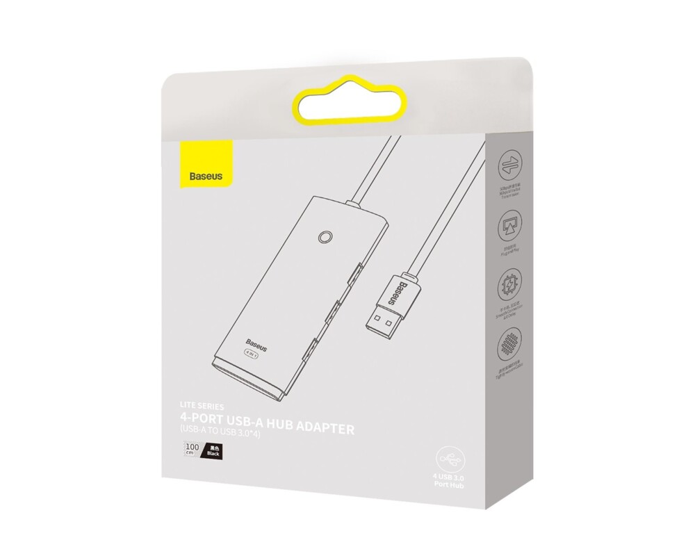 USB хъб Baseus WKQX030101 USB-A Lite series 4в1, черен 4