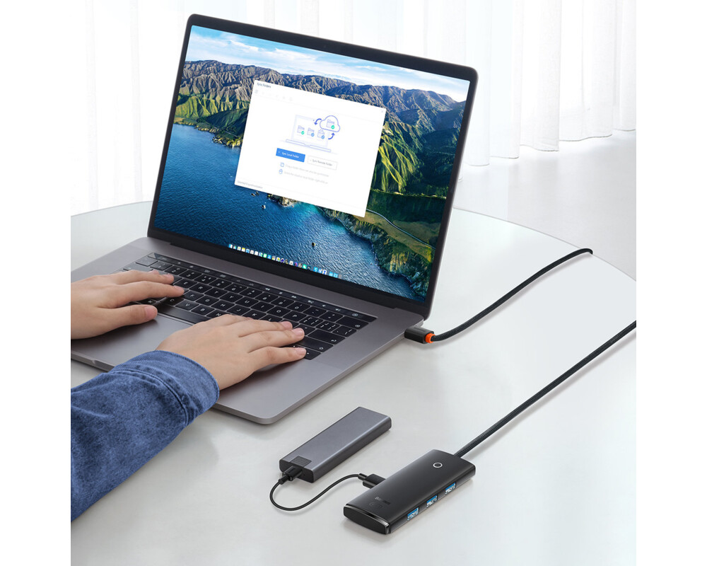 USB хъб Baseus WKQX030101 USB-A Lite series 4в1, черен 5