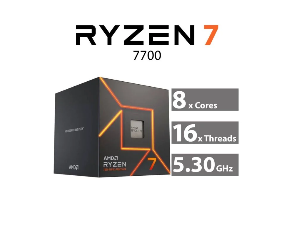 Процесор AMD Ryzen 7 7700 8C/16T (3.8GHz / 5.3GHz Boost 7