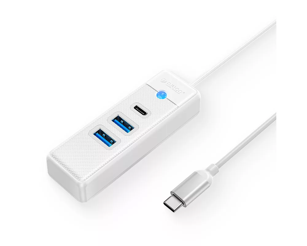 USB хъб Orico USB-C към 2x USB 3.0+USB-C 5Gbps 0,15 м PWC2U-C3 - бял 2