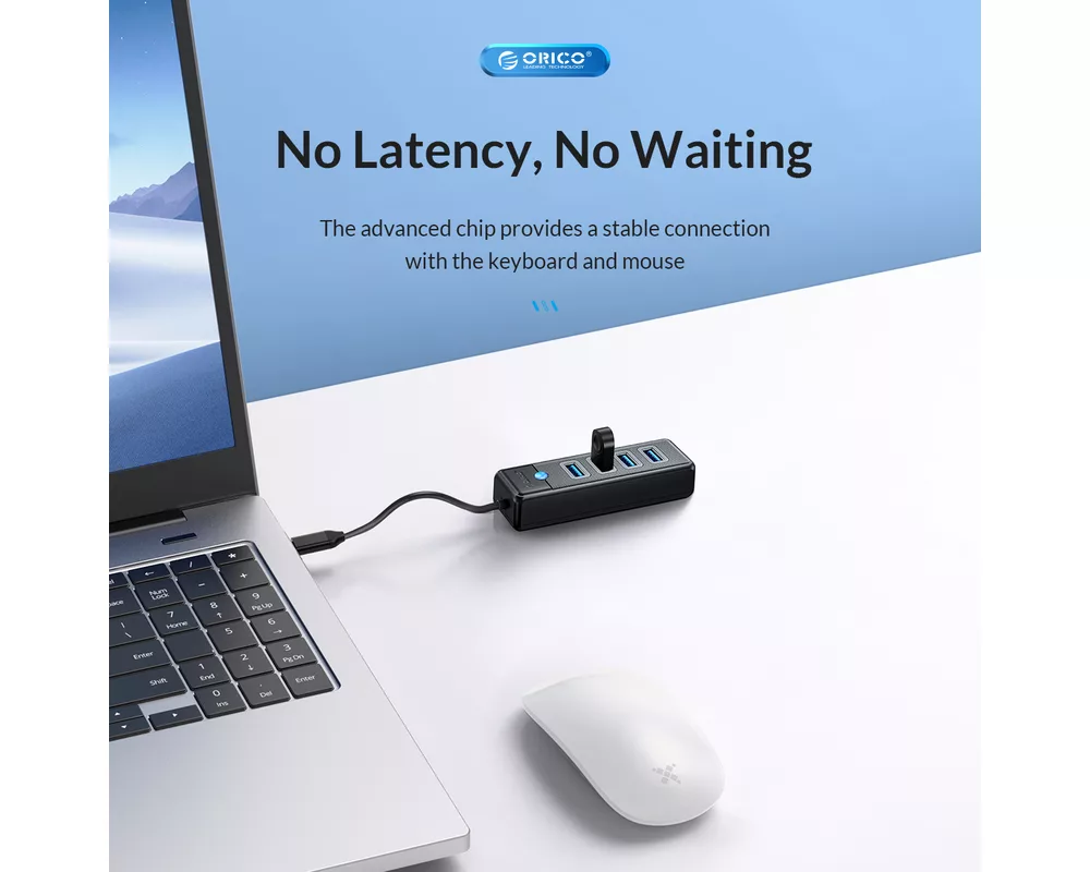 USB хъб Orico USB-C към 2x USB 3.0+USB-C 5Gbps 0,15 м PWC2U-C3 - бял 5