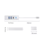 USB хъб Orico USB-C към 2x USB 3.0+USB-C 5Gbps 0,15 м PWC2U-C3 - бял 3