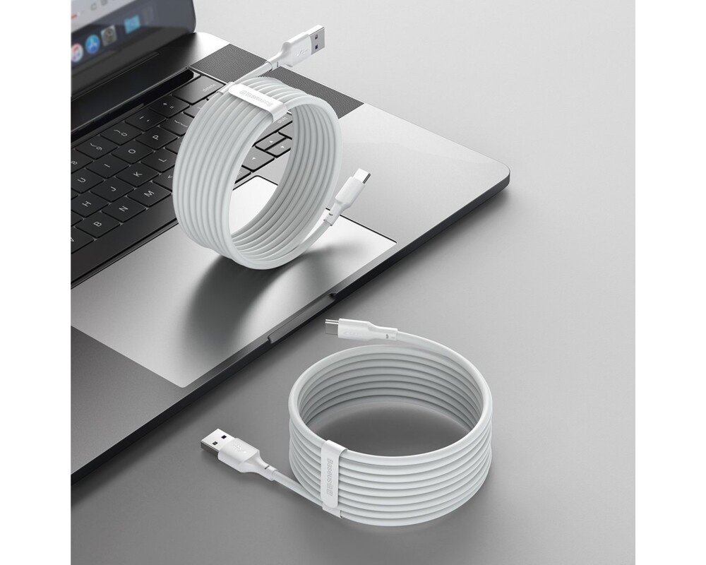 Кабел Baseus TZCATZJ-02 USB-A към USB-C за бързо зареждане 2 броя, 40W, 5A, 1.5м, бял 5