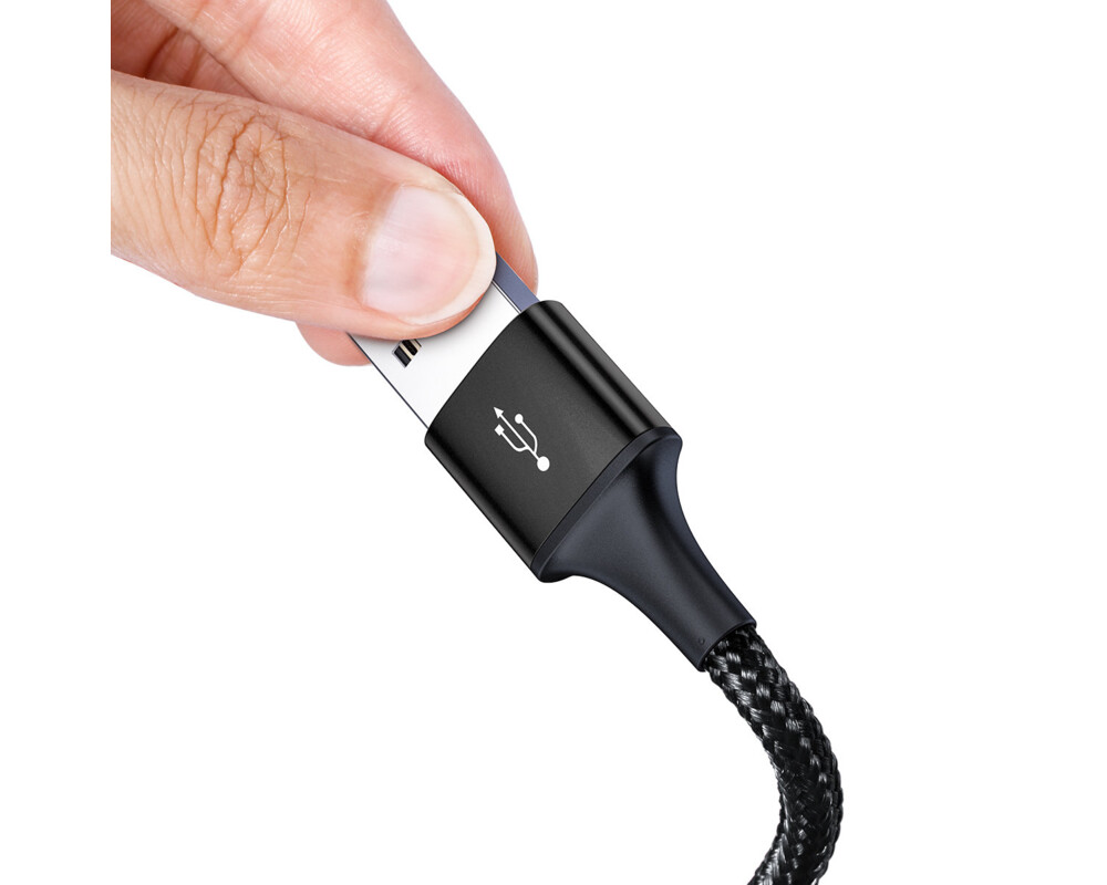 Кабел Кабел Baseus Rapid 3in1 CAJS000001 USB към USB-C / Lightning / micro USB 1.2м черен 2