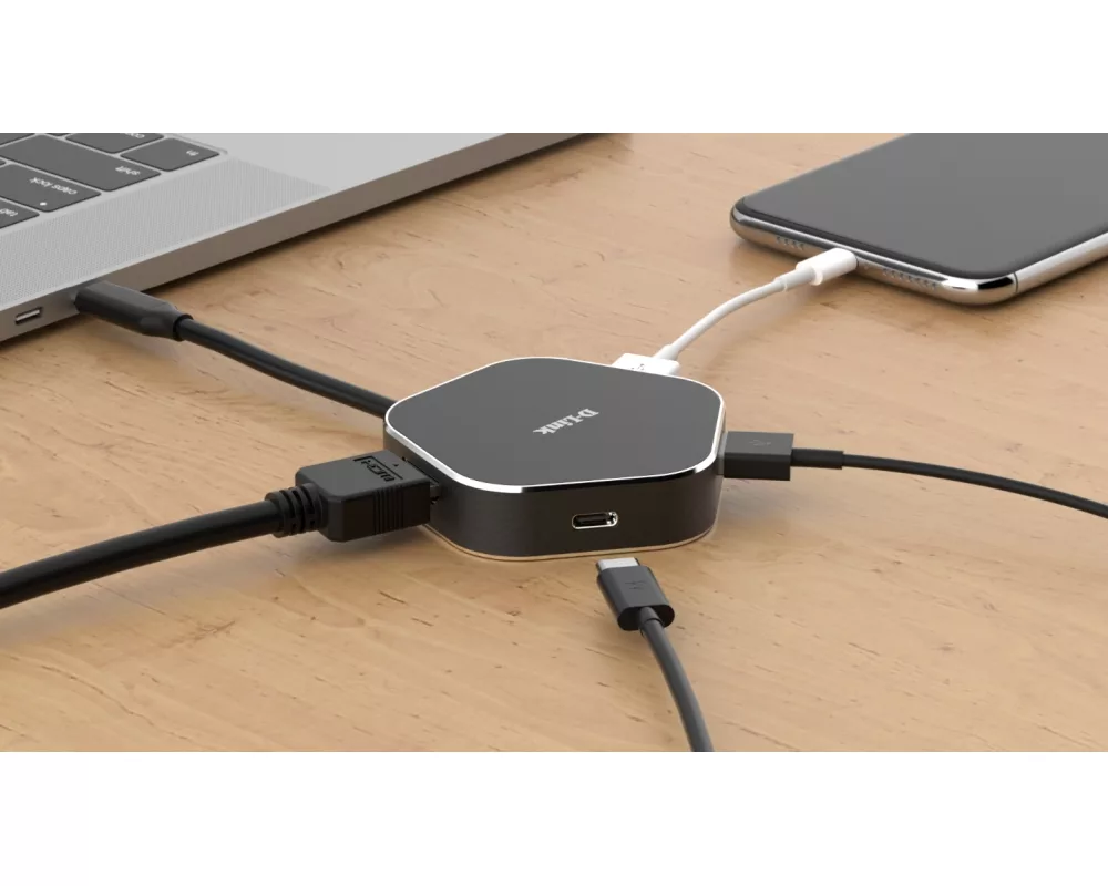 USB хъб D-Link 4-in-1 USB-C Hub with HDMI and Power Delivery 2