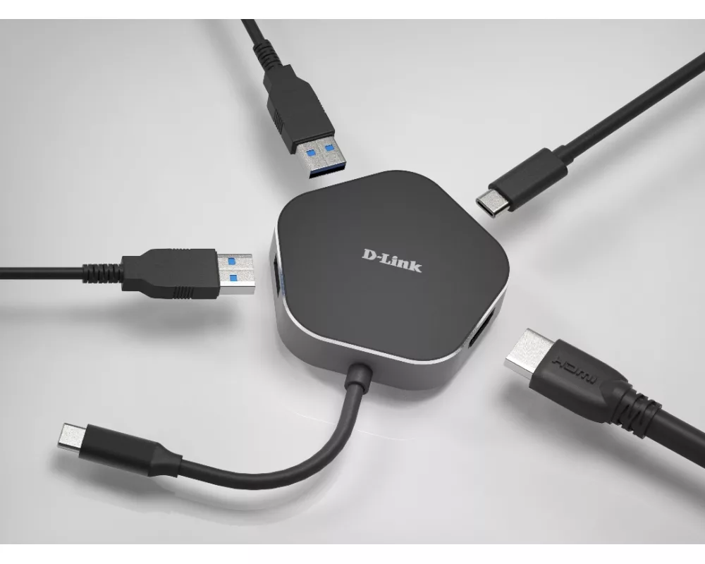 USB хъб D-Link 4-in-1 USB-C Hub with HDMI and Power Delivery 3