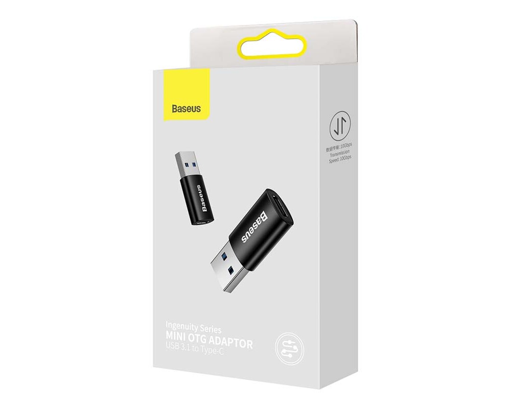 Адаптери Baseus Ingenuity USB-A мъжко към USB-C женско adapter OTG (USB 3.1) за мобилни устройства с USB-C порт ZJJQ000101 - черен 6