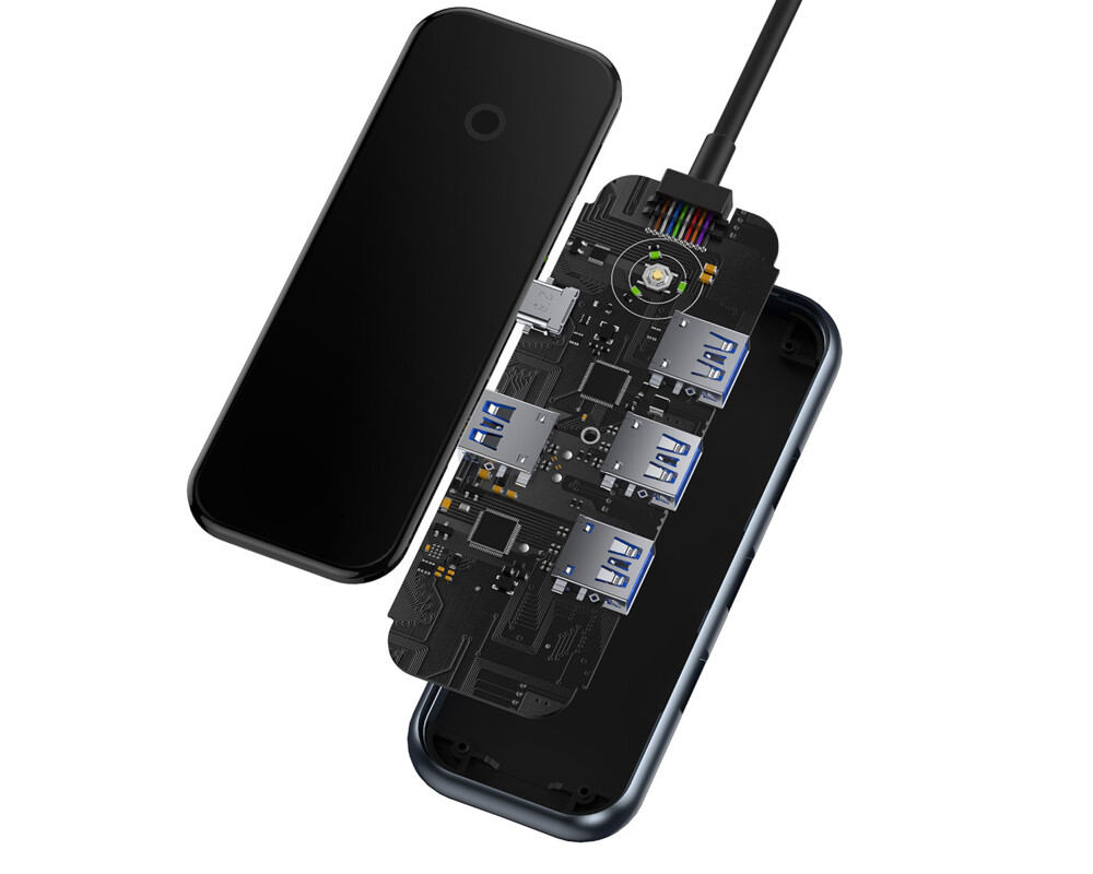 USB хъб Baseus AcmeJoy WKJZ010513 4-портов USB-C към 1xUSB-C / 4xUSB3.0 - тъмносив 6