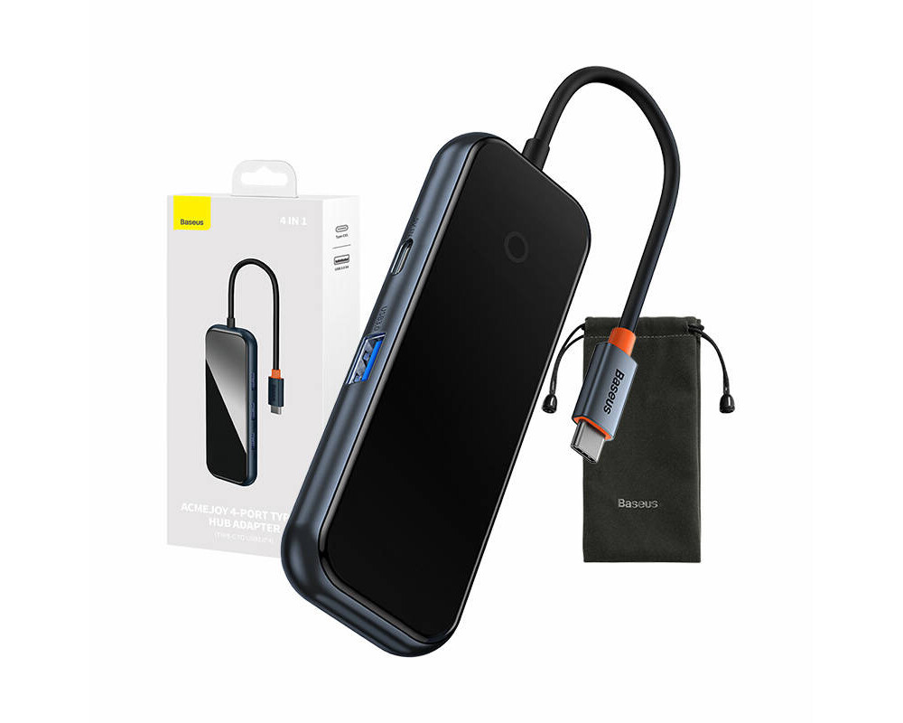USB хъб Baseus AcmeJoy WKJZ010513 4-портов USB-C към 1xUSB-C / 4xUSB3.0 - тъмносив 14
