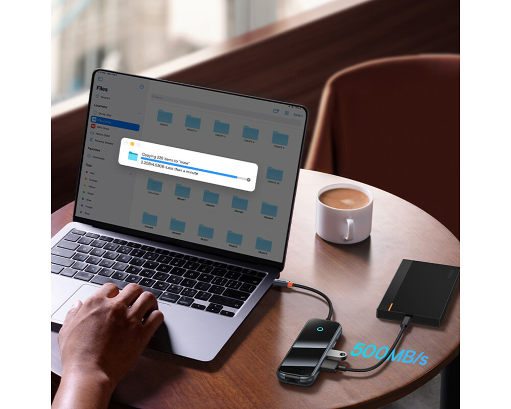 USB хъб Baseus AcmeJoy 8-портов USB-C към 1xHDMI /2xUSB-A 3.0 / 1xUSB-A 2.0 / 1xUSB-C PD&Data /1xRJ45 / 1xSD/TF - сив 11
