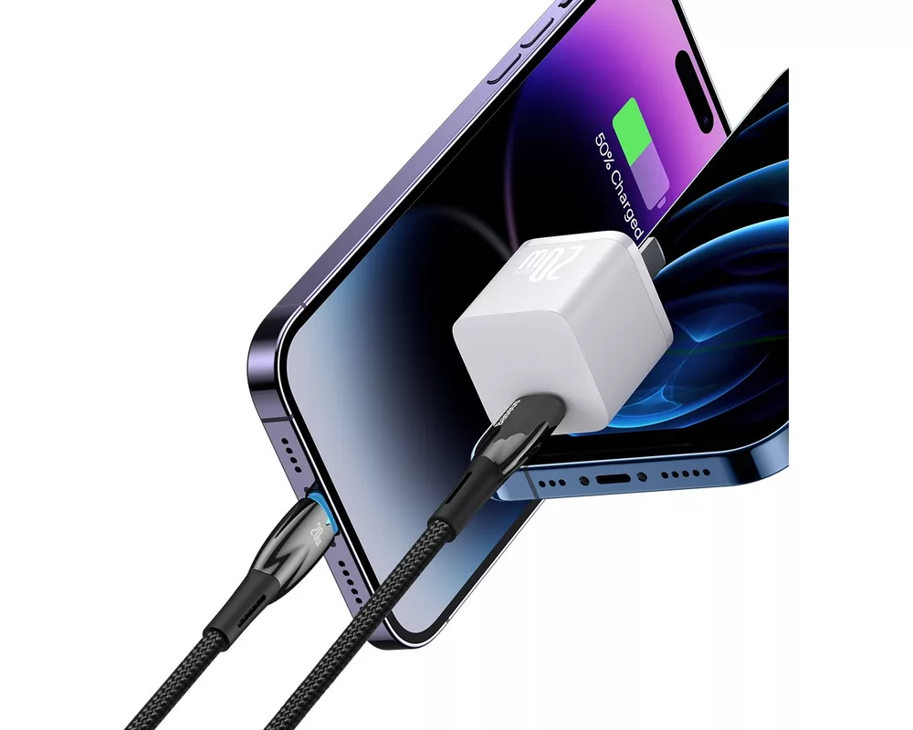Кабел Кабел Baseus Glimmer fast charging USB-C към Lightning 20W 2м - черен 7