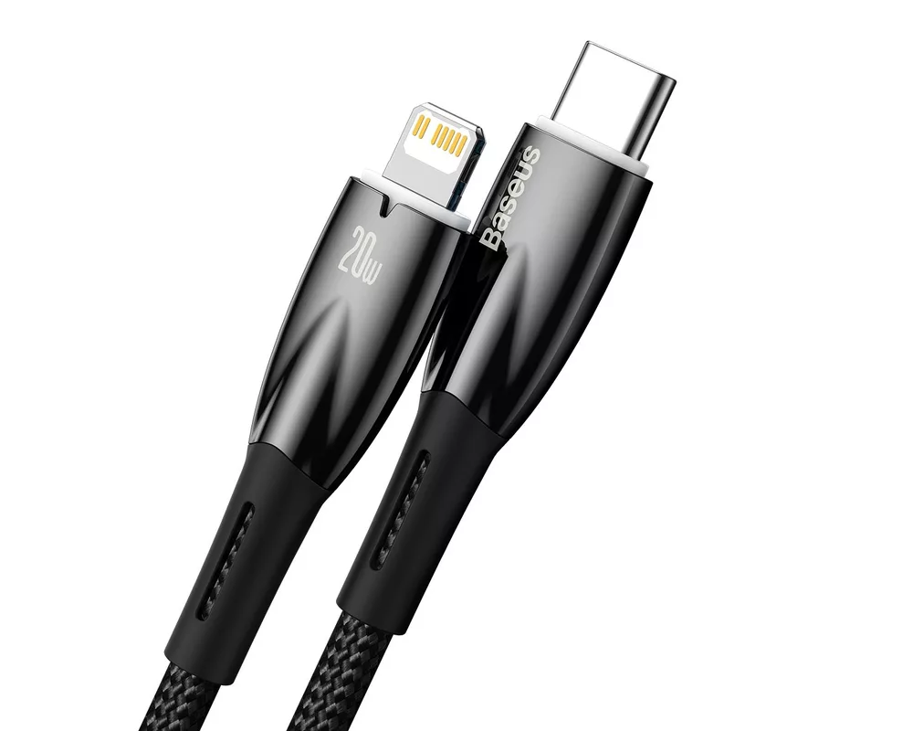 Кабел Кабел Baseus Glimmer fast charging USB-C към Lightning 20W 2м - черен 2