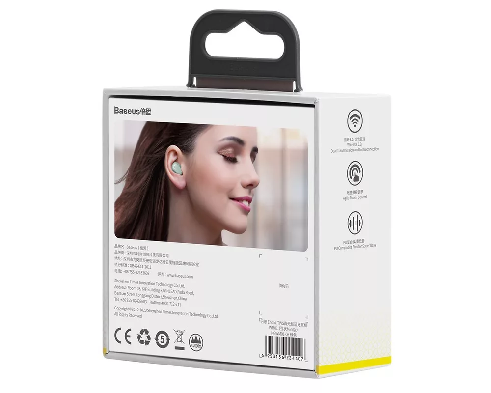 Слушалки Безжични Baseus Encok WM01 TWS Bluetooth 5.3 NGTW240006 - зелени 6