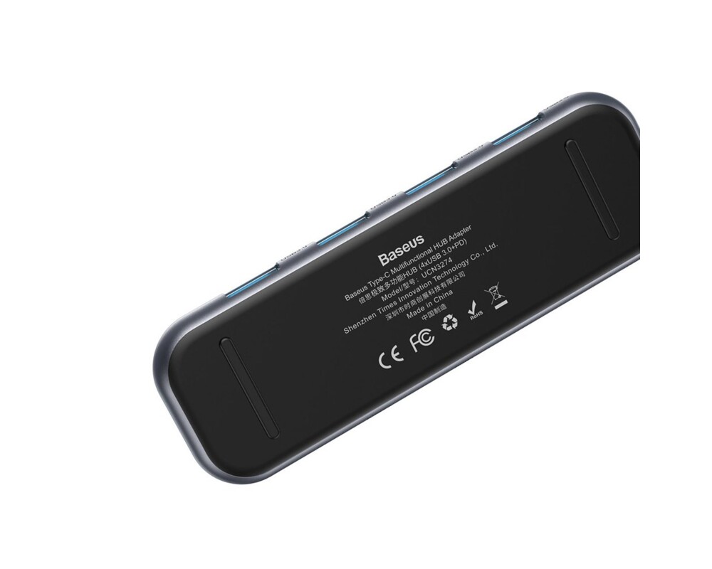USB хъб Baseus USB тип C към 4x USB 3.0 / USB тип C PD адаптер за MacBook / PC CAHUB-EZ0G - сив 4