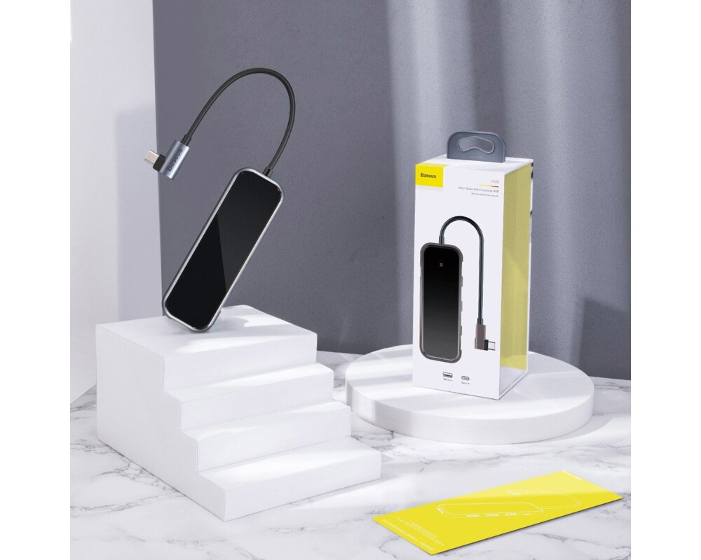 USB хъб Baseus USB тип C към 4x USB 3.0 / USB тип C PD адаптер за MacBook / PC CAHUB-EZ0G - сив 8