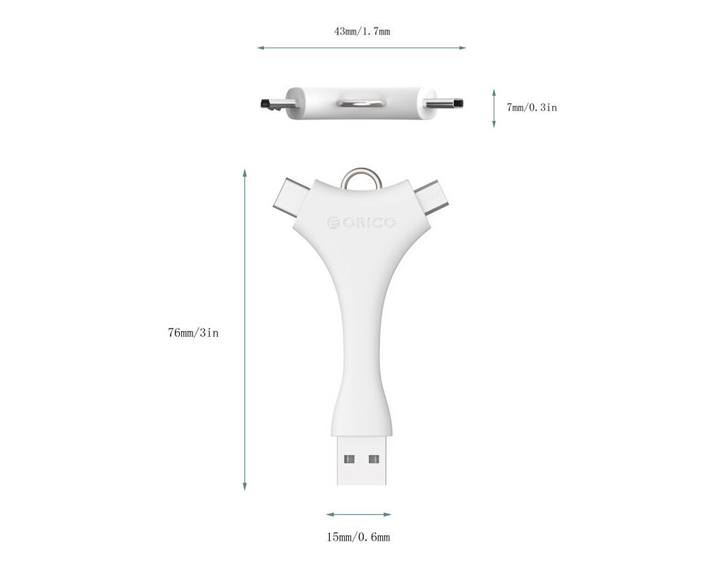 Адаптери Orico Dual Port Portable Sync&Charge C1-WH 4