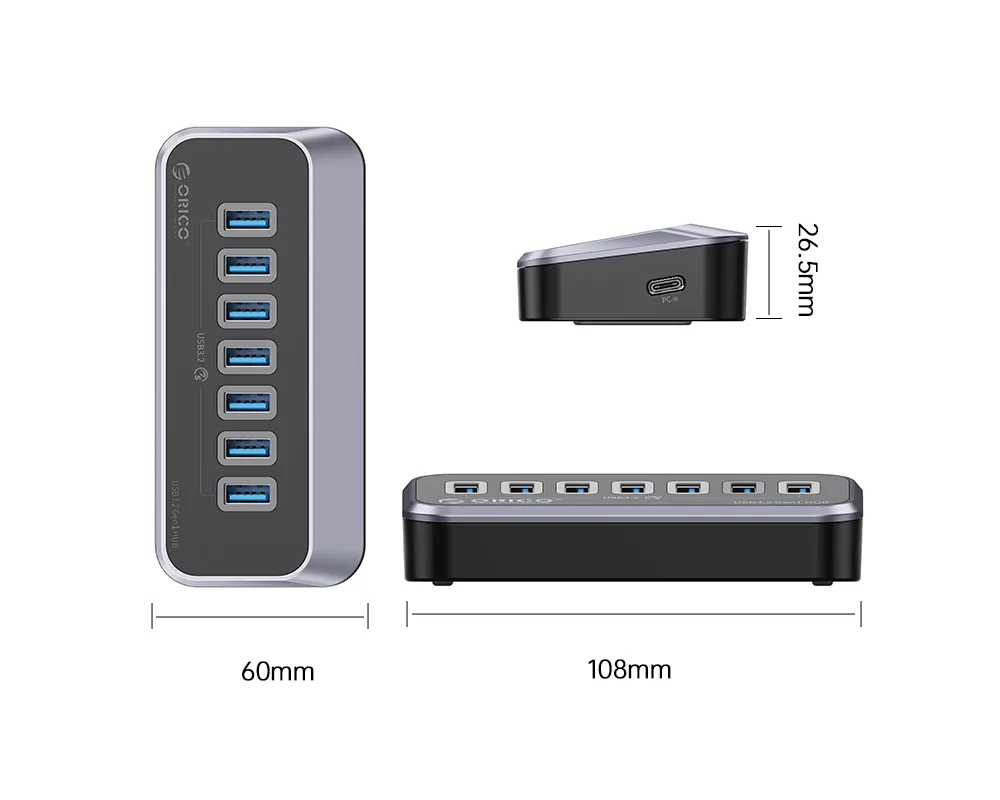 USB хъб Orico M3U3-7A USB3.2 7-порта- черен 2