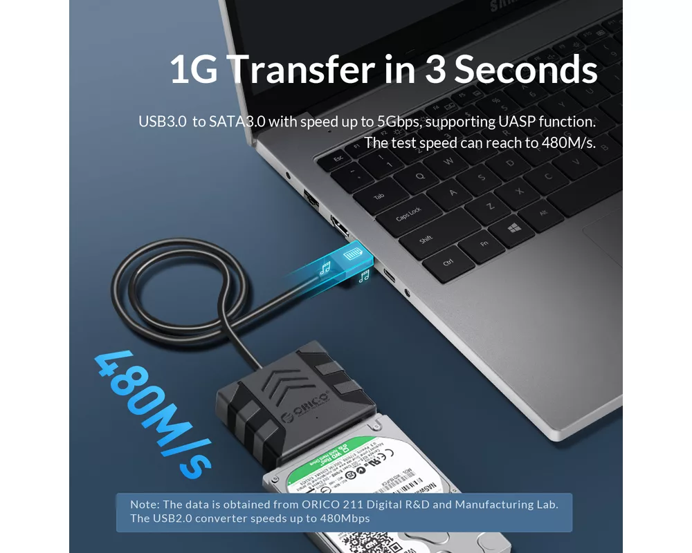 Адаптери Адаптер Orico UTS1-2A-05 SATA HDD - черен 4