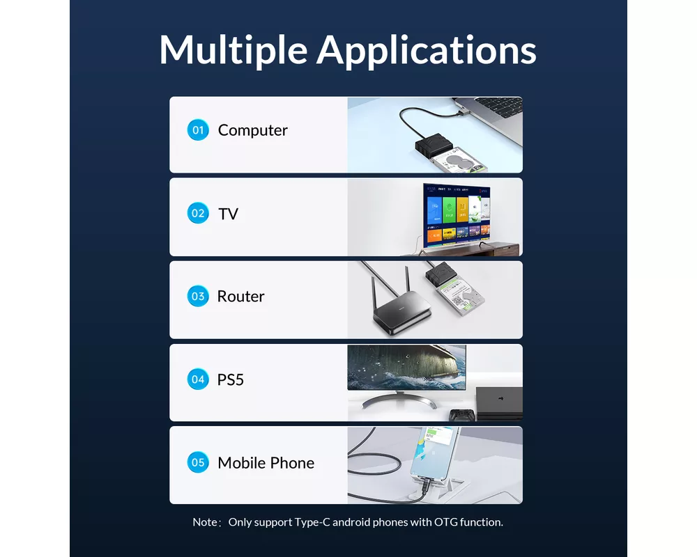 Адаптери Адаптер Orico UTS1-2A-05 SATA HDD - черен 5