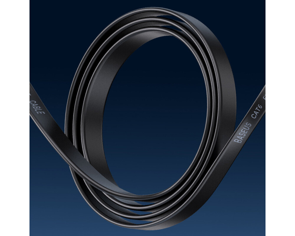 Мрежов кабел Baseus WKJS000001 high Speed Cat6 32AWG Gigabit network cable (flat cable) 1.5м - черен 12