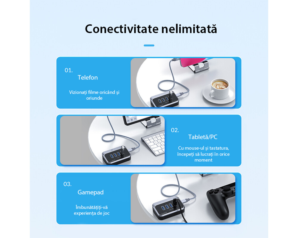 USB хъб Orico M34A-G2-05-BK 4-порта USB 3.2 - черен 4