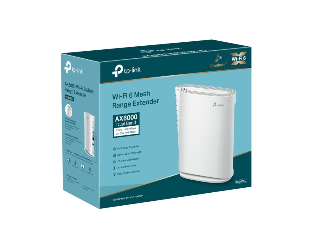 Безжичен усилвател TP-Link RE900XD AX6000 Wi-Fi 6 OneMesh 2-лентов 7