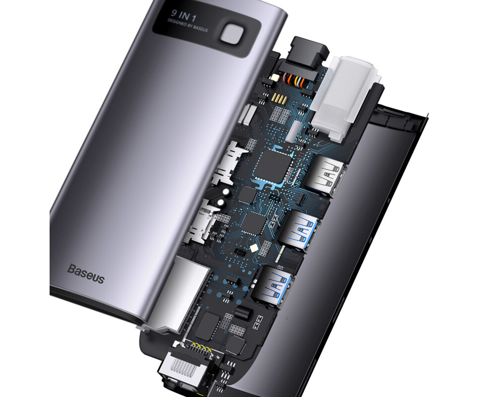 USB хъб Baseus WKWG060013 USB-C Metal Gleam Series 9в1 - сив 3