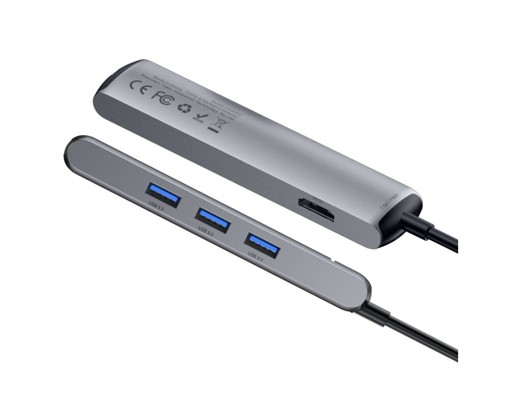 USB хъб Baseus 6 в 1 от Type-C към USB 3.0, USB Type C, PD 87W, HDMI 4К, RJ-45 CAHUB-J0G - черен 3