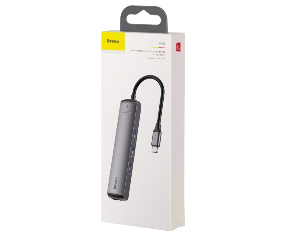 USB хъб Baseus 6 в 1 от Type-C към USB 3.0, USB Type C, PD 87W, HDMI 4К, RJ-45 CAHUB-J0G - черен 10