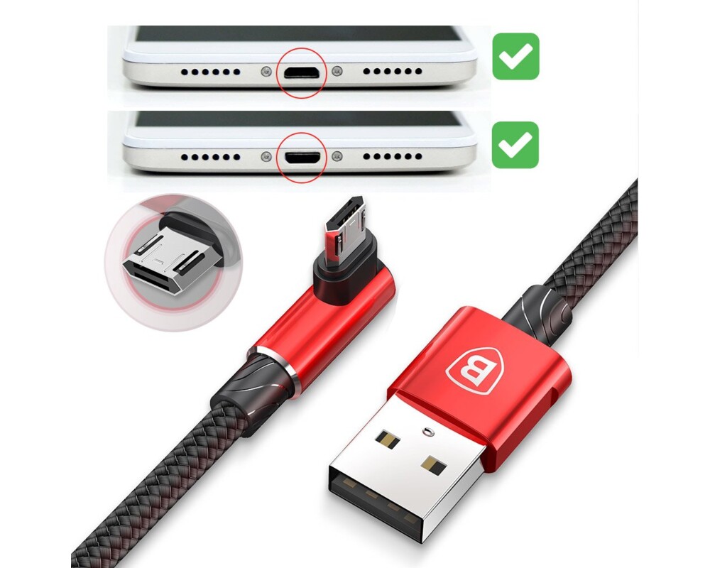 Кабел Кабел Baseus MVP Elbow Type Cable micro USB 1.5A 2м CAMMVP-B01 - черен 3