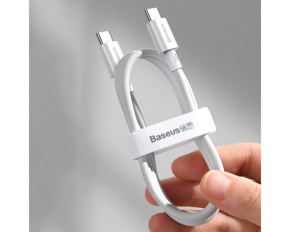Кабел Baseus Superior CATYS-C02 USB Type C - USB Type C QC / PD / FCP 100W 5A 20V 2м - бял 10