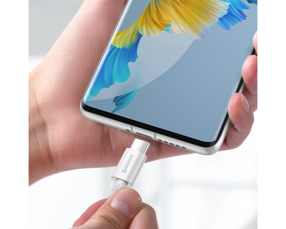 Кабел Baseus Superior CATYS-C02 USB Type C - USB Type C QC / PD / FCP 100W 5A 20V 2м - бял 7
