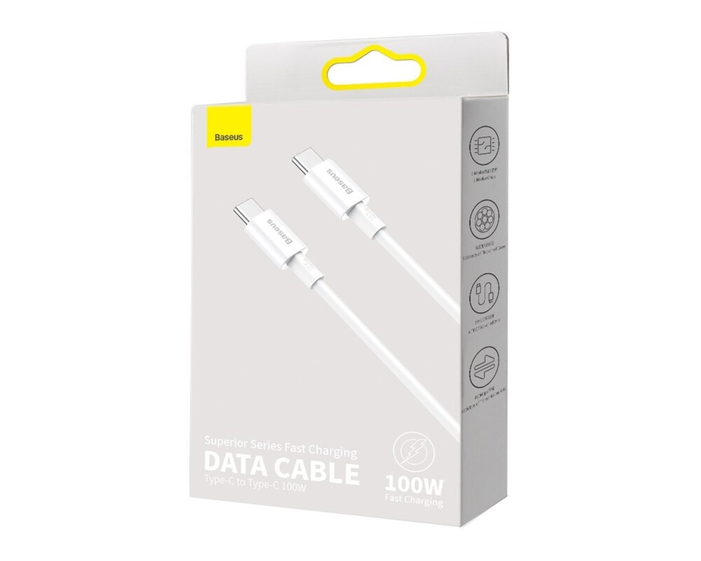 Кабел Baseus Superior CATYS-C02 USB Type C - USB Type C QC / PD / FCP 100W 5A 20V 2м - бял 4