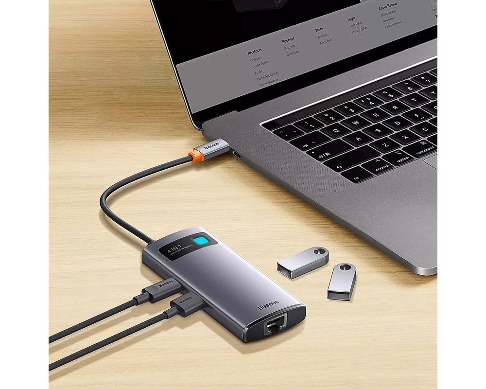 USB хъб Мултифункционален USB хъб Baseus 4 в 1 USB Type C - 3 x USB 3.2 / RJ45 WKWG070113 7