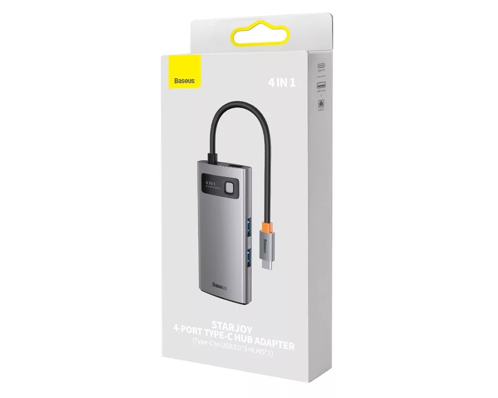 USB хъб Мултифункционален USB хъб Baseus 4 в 1 USB Type C - 3 x USB 3.2 / RJ45 WKWG070113 5