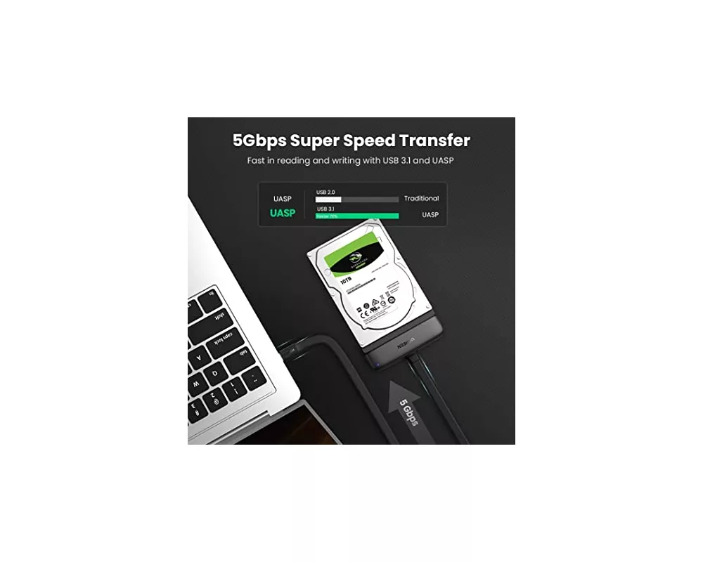 Адаптери Адаптер Ugreen OTG кабел USB-C 3.0 към 2.5" SATA, 50см - черен 2