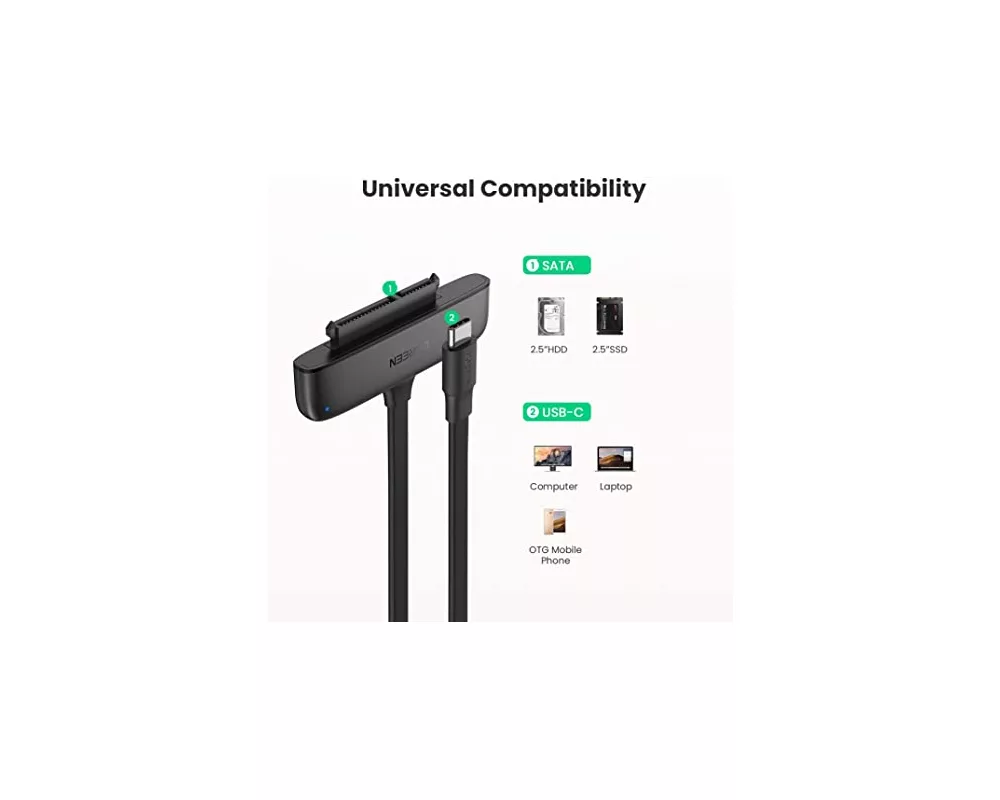 Адаптери Адаптер Ugreen OTG кабел USB-C 3.0 към 2.5" SATA, 50см - черен 3