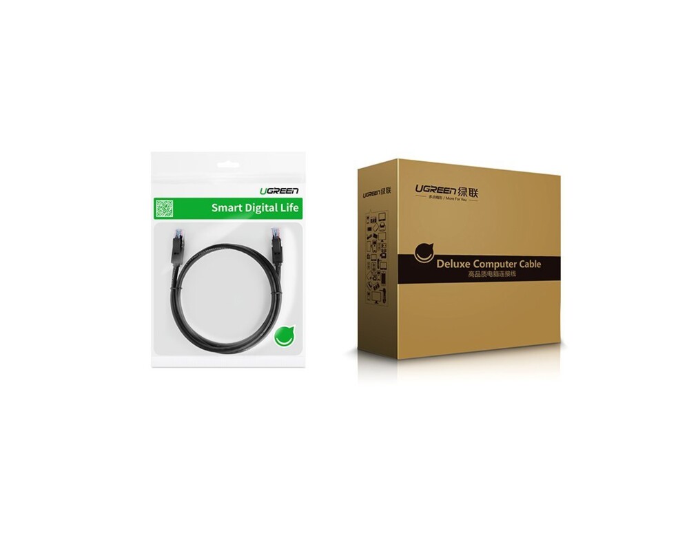 Мрежов кабел Ugreen 20164 Ethernet patchcord RJ45 Cat 6 UTP 1000Mbps 10м - черен 10