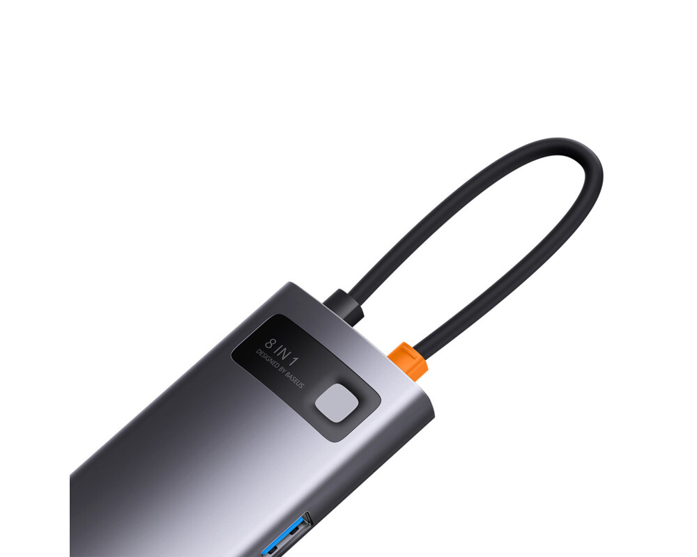 USB хъб Baseus 8 в 1 USB-C към 3x USB-A / 1x HDMI / 1x RJ45 / 1x SD/TF / 1x USB-C PD WKWG080113 - сив 7