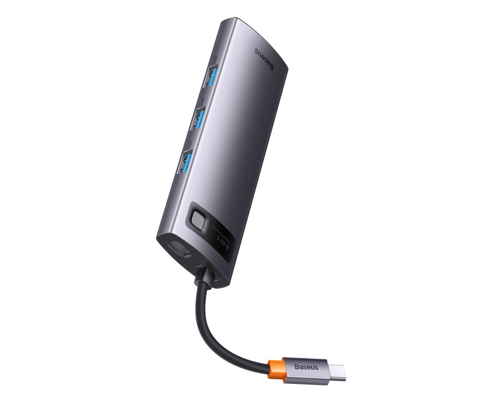 USB хъб Baseus 8 в 1 USB-C към 3x USB-A / 1x HDMI / 1x RJ45 / 1x SD/TF / 1x USB-C PD WKWG080113 - сив 4