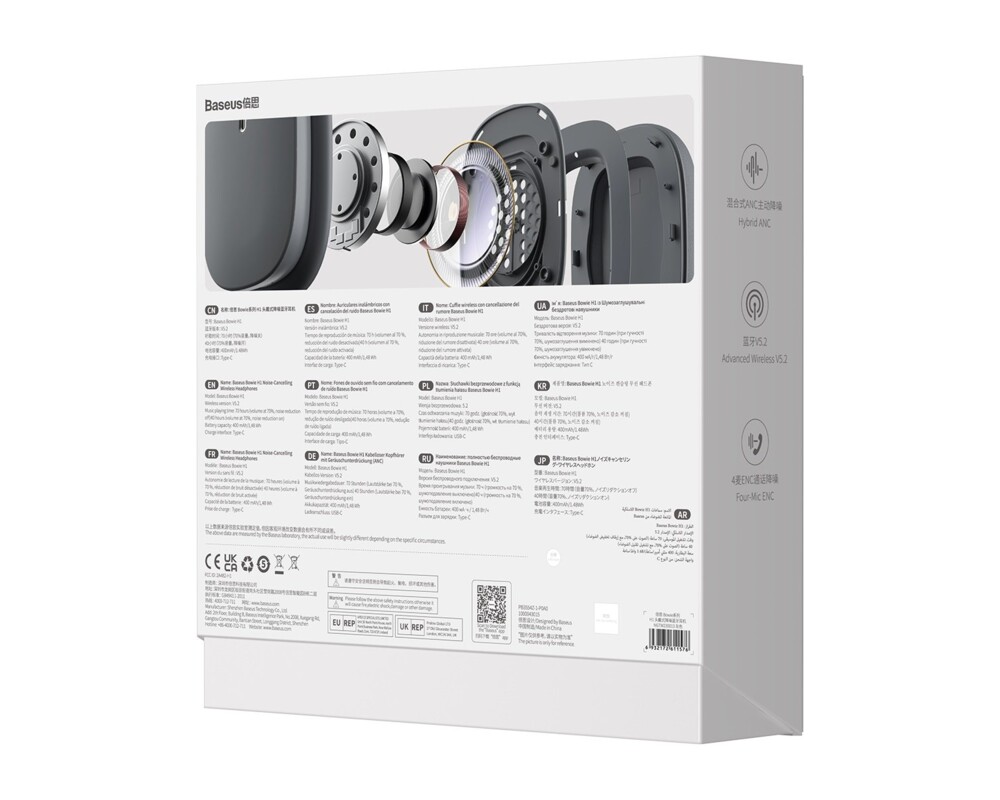 Слушалки Baseus Bowie H2 Bluetooth 5.2 NGTW260013 - сиви 7