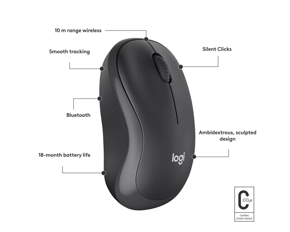 Мишка Logitech M240 - тъмносива 13