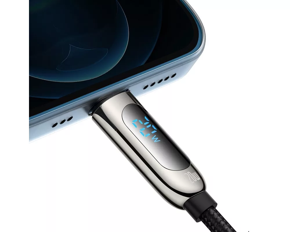 Кабел Кабел Baseus USB-C към Lightning Display, PD, 20W, 2м CATLSK-A01 - черен 4