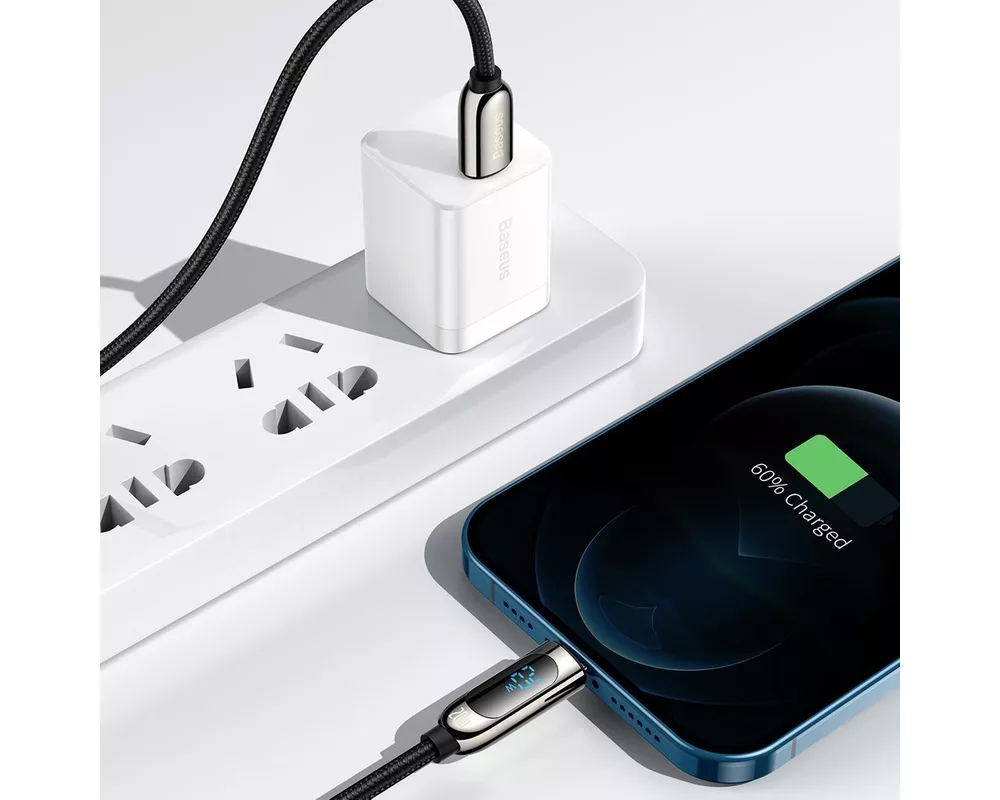Кабел Кабел Baseus USB-C към Lightning Display, PD, 20W, 2м CATLSK-A01 - черен 11