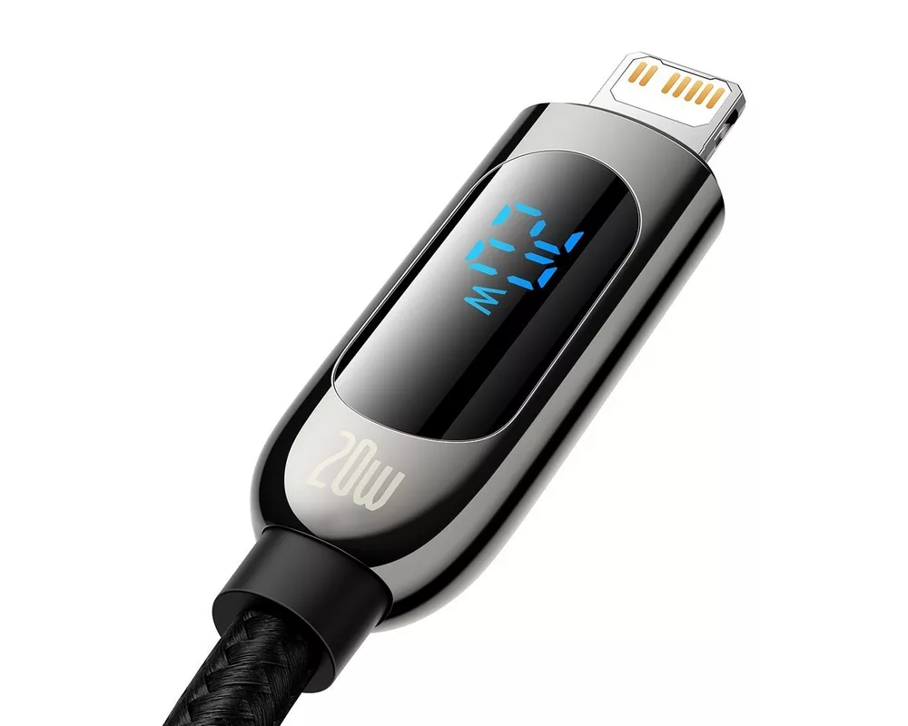 Кабел Кабел Baseus USB-C към Lightning Display, PD, 20W, 2м CATLSK-A01 - черен 3