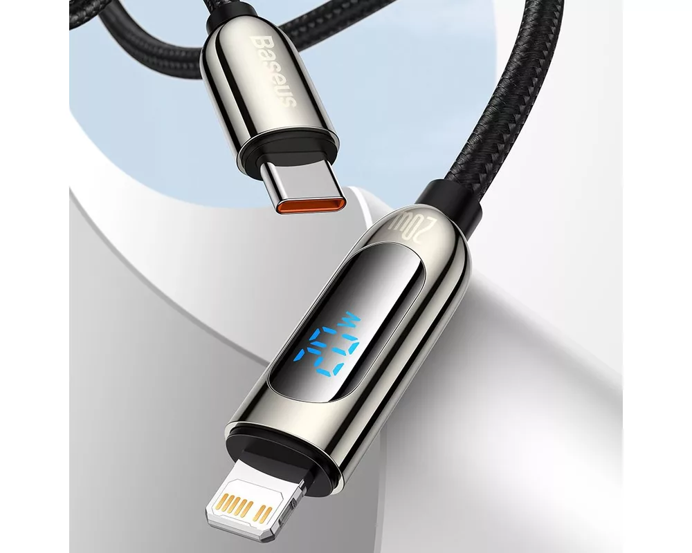 Кабел Кабел Baseus USB-C към Lightning Display, PD, 20W, 2м CATLSK-A01 - черен 12