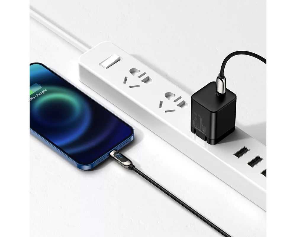 Кабел Кабел Baseus USB-C към Lightning Display, PD, 20W, 2м CATLSK-A01 - черен 10