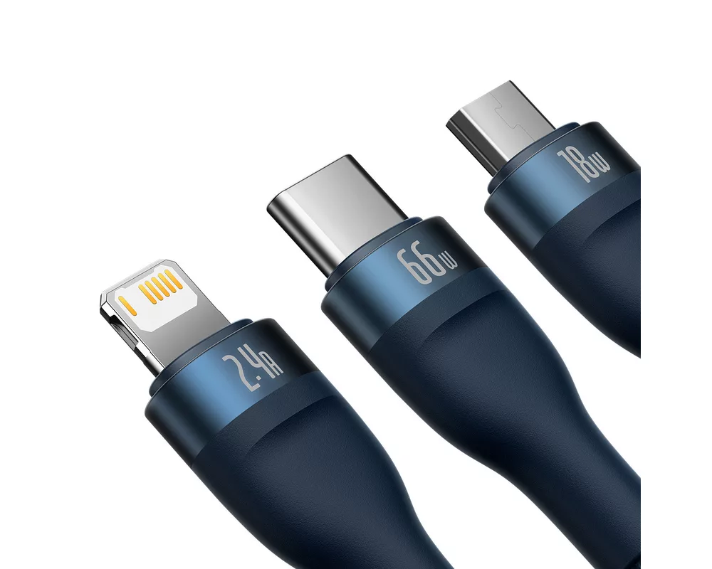 Кабел Кабел Baseus Flash Series II USB-A / USB-C / Lightning / micro USB 66W 480Mbps 1.2 м CASS040003 - син 4