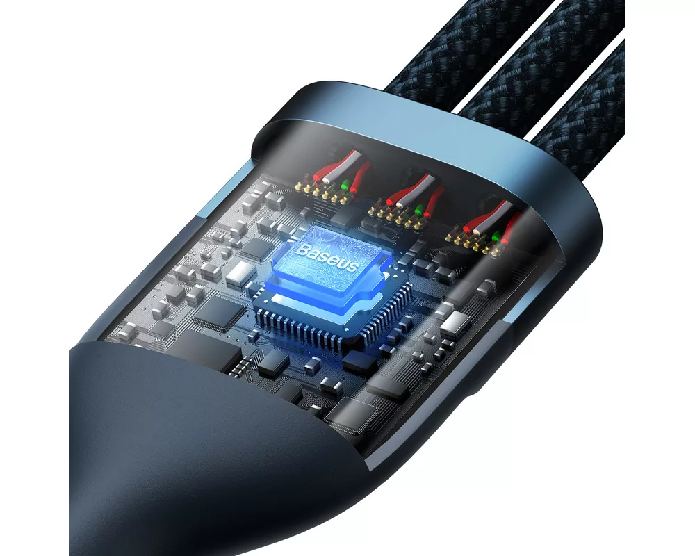 Кабел Кабел Baseus Flash Series II USB-A / USB-C / Lightning / micro USB 66W 480Mbps 1.2 м CASS040003 - син 3