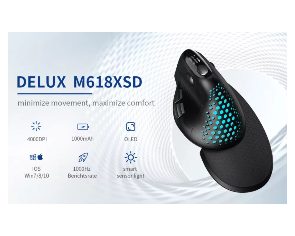 Мишка Delux M618XSD вертикална USB/безжична/Bluetooth 7